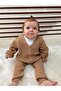 Thessaloniki Knitwear Wooden Buttoned Oversize Basic Unisex Model A.brown Cardigan