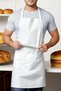Ays Home Large Size White Color Men's Chef Cook Apron with Pockets