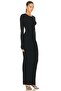 Women's Black Maxi Long Sleeve Jersey Dress - 2