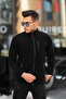 Men's Black Softshell Fleece Standard Full Zip 3 Pocket Men's Fleece Cardigan with TEE Gift - 2