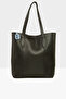 Black Women's Stitched Drop Strap Tote Bag M000008122 - 3