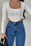 Medium Blue Women's Loose Stretch Fabric 90's Super High Loose-Leg Jeans Palazzo Pants - 3