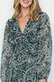 Women's Green Patterned V-Neck Ruffle Detailed Chiffon Dress - 3