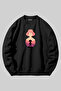 One Piece Luffy Printed Unisex Black Crew Neck Sweatshirt