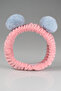 Dusty Rose Blue Pompom Plush Bandana Makeup Spa Hair Band