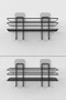 Adhesive 4 Hooks Bathroom Shelf Bath Shampoo Holder Shower Cabin Shower Hanger Set of 2 - 3