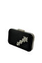Black Color Satin Silver Case Silver Stone Evening Bag Evening Bag Wedding Engagement Portfolio