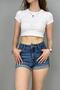 Women's Crop Crew Neck T-shirt Lycra Cotton - 2