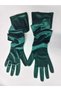 Elisabeth Velvet Opera Gloves Emerald - 3