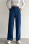 Women's Blue New Season Modal Fabric Wide Leg High Waist Trousers - 4