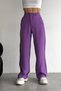 Women's Purple New Season Modal Fabric Wide Leg High Waist Trousers - 5