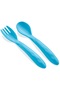 Vacuum Food Plate + Food Spoon and Fork Set Blue + Silicone Tip Fruit and Vegetable Pacifier + Glass Grater - 3