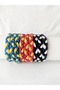 Fan Braid Bracelet Hair Band (Yellow Red Yellow Navy Blue Black White Red White) - 6