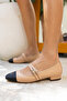 RORY WOMEN BEIGE BLACK GARNISH SHOES - 7
