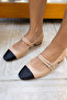 RORY WOMEN BEIGE BLACK GARNISH SHOES - 6