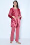 Plum Velvet Maternity and Maternity Pajamas Set with Dressing Gown