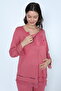 Plum Velvet Maternity and Maternity Pajamas Set with Dressing Gown - 7