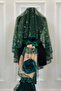 Emerald Green Authentic Vip Bridal Veil Set, Complete Sequins Beads Pearls Shimmer Henna Veil Set 6 Pieces - 4