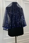 Navy Blue Authentic Vip Bridal Veil Set, Complete Sequins Beads Pearls Glare Henna Veil Set 6 Pieces - 6