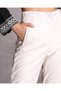 Women's White High Waist Stitching Detailed Faux Leather Carrot Trousers - 6