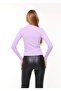 Women's Lilac Cut Out Detailed Ribbed Long Sleeve Blouse - 7