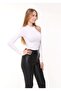 White Shoulder Detailed Crop Blouse - 4