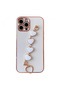 iPhone 12 Pro 6.1Inch Case Heart Wristband Holder Luxury Silicone Strap Case White - 3