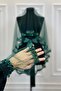 Emerald Green Elegant Bridal Veil Set, Henna Veil Set with Water Stones 6 Pieces - 6