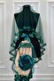 Emerald Green Elegant Bridal Veil Set, Henna Veil Set with Water Stones 6 Pieces - 5