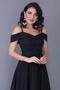 Lycra Fabric Thin Strap V-Neck Wide Flared Cut Long 147 cm Maxi Size Black Evening Dress 342 - 2