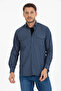 Men's Denim Blue Double Pocket Plain Lycra Long Sleeve Denim Shirt