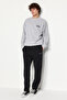 Black Regular/Normal Cut Color Paneled Text Embroidery Open Leg Sweatpants Tmnaw24Ea00018 - 4