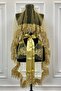 Gold Vip Bridal Veil Set, Daisy Guipure Beaded Sequin Pearl Henna Veil Set 6 Pieces