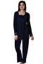 Women's Navy Blue Lace Long Sleeve Maternity Pajama Set