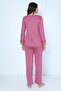 Lilac Velvet Maternity and Maternity Pajamas Set with Dressing Gown - 7
