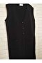 ,2 pockets, 3 buttons, V-neck extra long knitwear vest - 5