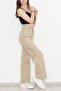 Denim Fabric Beige High Waist Loose Palazzo Jeans - 3