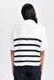 Relax Fit Striped Zippered Stand Collar Sweater A9182ax23wn - 6