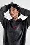 Washed Asperitas Back Printed Oversize Unisex Smoked Hoodie - 4