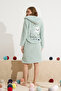 green Wellsoft Hooded Embroidered Dressing Gown - 5