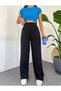 Neva Black Fabric High Waist Wide Leg Palazzo Wide Leg Trend Mood