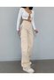 Women Beige High Waist Wide Leg Cargo Jeans Pants