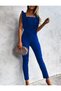 Blue Flexible Fabric Ruffled Evening Dress Jumpsuit with Belt Detail 106 - 2