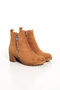 Women's Tan Suede Zippered Heeled Boots - 4