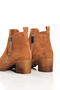 Women's Tan Suede Zippered Heeled Boots - 5