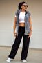 Women's Gray Plush Welsoft Thick Zippered High Collar Vest 23KYLKMY10 - 3