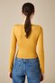 Women's Mustard Square Collar Double Layer Crop Badi - 6