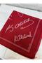 Red Cotton Ataturk Signed Scarf - Bandana - 23 April, 29 October, 19 May, 30 August - 2