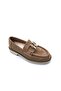 Genuine Suede Leather Camel Color Buckle Women's Loafer Shoes - 4