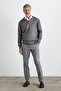 Men's Standard Fit Normal Cut V-Neck Knitwear Sweater - 3